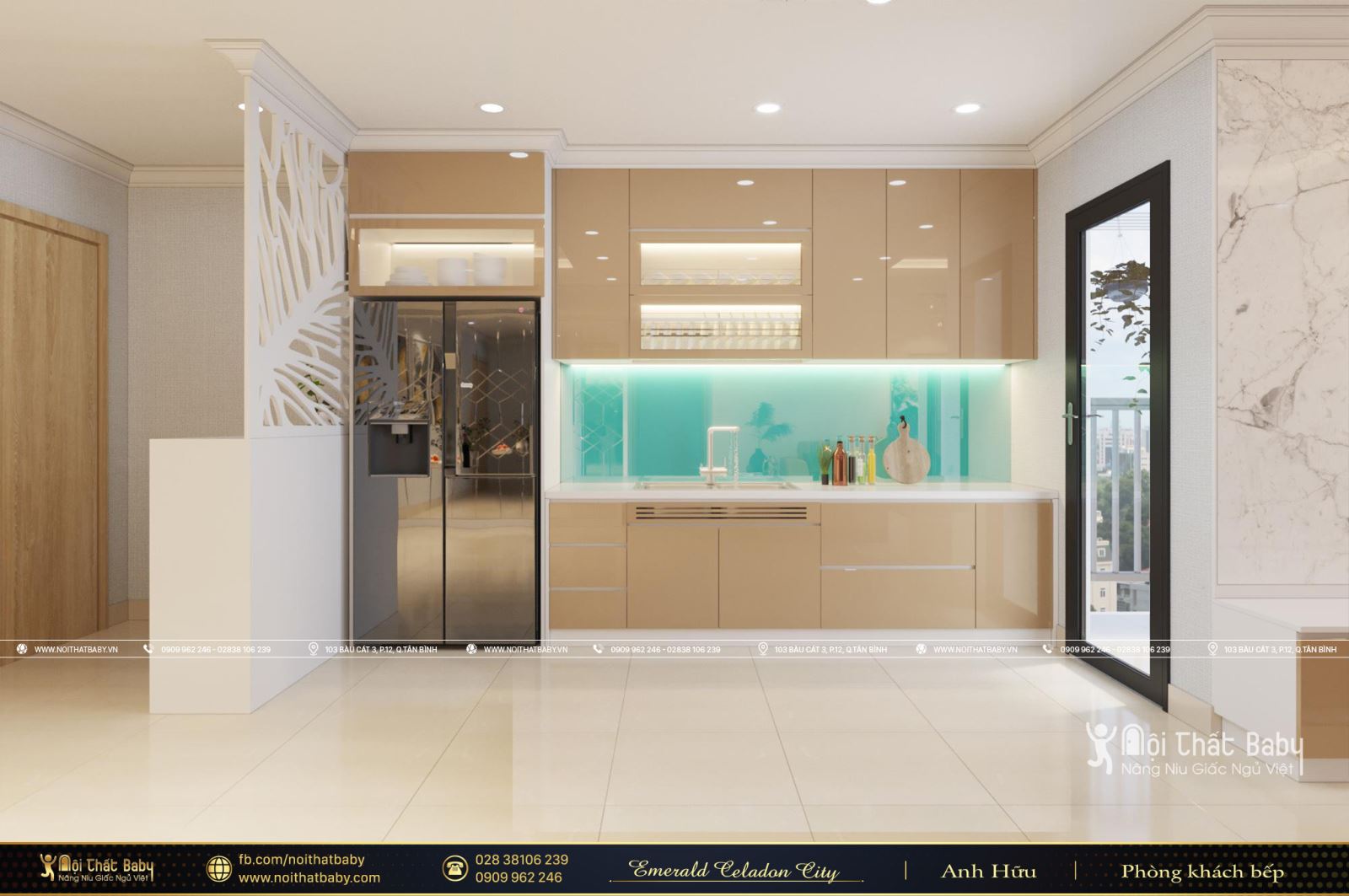 Nội thất phòng khách bếp hiện đại căn Vẻ đẹp cuốn hút từ mẫu thiết kế nội thất hiện đại căn Emerald Celadon City 104m2Celadon City 104m2